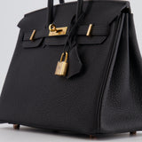 Hermès Birkin 25cm Retourne Bag in Noir Togo Leather with Rose Gold Hardware