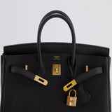 Hermès Birkin 25cm Retourne Bag in Noir Togo Leather with Rose Gold Hardware