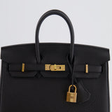 Hermès Birkin 25cm Retourne Bag in Noir Togo Leather with Rose Gold Hardware