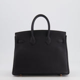 Hermès Birkin 25cm Retourne Bag in Noir Togo Leather with Rose Gold Hardware