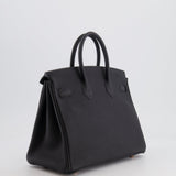 Hermès Birkin 25cm Retourne Bag in Noir Togo Leather with Rose Gold Hardware