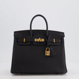 Hermès Birkin 25cm Retourne Bag in Noir Togo Leather with Rose Gold Hardware