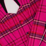 Area Hot Pink & Black Checked Blazer with Cut-Out Detail & Crystals Embellishments Size US 6 (UK 10)