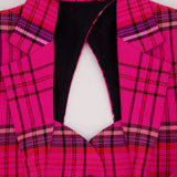 Area Hot Pink & Black Checked Blazer with Cut-Out Detail & Crystals Embellishments Size US 6 (UK 10)