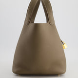 Hermès Picotin Bag 22cm in Etoupe Clemence Leather with Gold Hardware