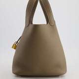 Hermès Picotin Bag 22cm in Etoupe Clemence Leather with Gold Hardware