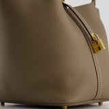 Hermès Picotin Bag 22cm in Etoupe Clemence Leather with Gold Hardware