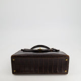 *FIRE PRICE* Hermès Kelly Vintage Sellier 32cm Bag in Chocolate Shiny Niloticus Crocodile Leather with Gold Hardware