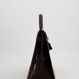 *FIRE PRICE* Hermès Kelly Vintage Sellier 32cm Bag in Chocolate Shiny Niloticus Crocodile Leather with Gold Hardware