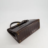 *FIRE PRICE* Hermès Kelly Vintage Sellier 32cm Bag in Chocolate Shiny Niloticus Crocodile Leather with Gold Hardware