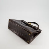 *FIRE PRICE* Hermès Kelly Vintage Sellier 32cm Bag in Chocolate Shiny Niloticus Crocodile Leather with Gold Hardware