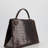 *FIRE PRICE* Hermès Kelly Vintage Sellier 32cm Bag in Chocolate Shiny Niloticus Crocodile Leather with Gold Hardware