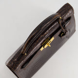 *FIRE PRICE* Hermès Kelly Vintage Sellier 32cm Bag in Chocolate Shiny Niloticus Crocodile Leather with Gold Hardware