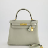 Hermès Kelly 28cm Bag Retourne in Gris Neve Clemence Leather with Gold Hardware