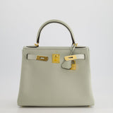 Hermès Kelly 28cm Bag Retourne in Gris Neve Clemence Leather with Gold Hardware