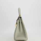 Hermès Kelly 28cm Bag Retourne in Gris Neve Clemence Leather with Gold Hardware