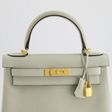 Hermès Kelly 28cm Bag Retourne in Gris Neve Clemence Leather with Gold Hardware