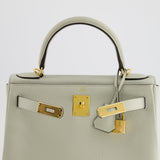 Hermès Kelly 28cm Bag Retourne in Gris Neve Clemence Leather with Gold Hardware