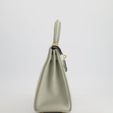 Hermès Kelly 28cm Bag Retourne in Gris Neve Clemence Leather with Gold Hardware