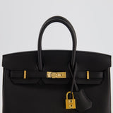 Hermès Birkin 25 Retourne in Black Togo Leather with Rose Gold Hardware