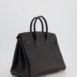 Hermès Birkin 25 Retourne in Black Togo Leather with Rose Gold Hardware