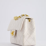 Chanel Vintage White Mini Square Bag in Lambskin Leather with 24K Gold Hardware