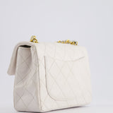 Chanel Vintage White Mini Square Bag in Lambskin Leather with 24K Gold Hardware