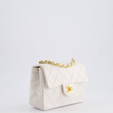 Chanel Vintage White Mini Square Bag in Lambskin Leather with 24K Gold Hardware