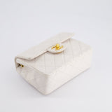 Chanel Vintage White Mini Square Bag in Lambskin Leather with 24K Gold Hardware