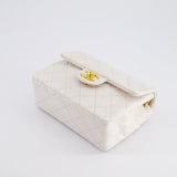 Chanel Vintage White Mini Square Bag in Lambskin Leather with 24K Gold Hardware