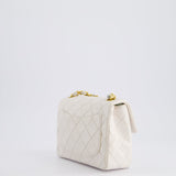 Chanel Vintage White Mini Square Bag in Lambskin Leather with 24K Gold Hardware