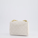 Chanel Vintage White Mini Square Bag in Lambskin Leather with 24K Gold Hardware