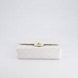 Chanel White Medium Classic Double Flap in Caviar Leather with Gold Hardware