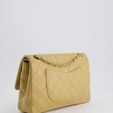 Chanel Vintage Chai Beige Classic Medium Stitched Edge Double Flap Bag in Lambskin Leather with 24K Gold Hardware