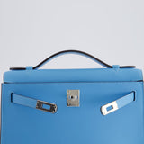 Hermès Kelly Pochette in Celeste Swift Leather with Palladium Hardware