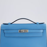 Hermès Kelly Pochette in Celeste Swift Leather with Palladium Hardware