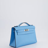 Hermès Kelly Pochette in Celeste Swift Leather with Palladium Hardware