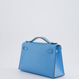 Hermès Kelly Pochette in Celeste Swift Leather with Palladium Hardware