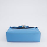 Hermès Kelly Pochette in Celeste Swift Leather with Palladium Hardware