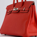 Hermès Birkin 25cm Retourne Bag in Geranium Togo Leather with Palladium Hardware