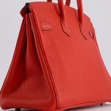 Hermès Birkin 25cm Retourne Bag in Geranium Togo Leather with Palladium Hardware