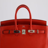 Hermès Birkin 25cm Retourne Bag in Geranium Togo Leather with Palladium Hardware