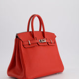 Hermès Birkin 25cm Retourne Bag in Geranium Togo Leather with Palladium Hardware