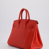 Hermès Birkin 25cm Retourne Bag in Geranium Togo Leather with Palladium Hardware