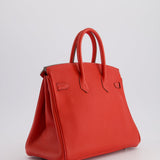 Hermès Birkin 25cm Retourne Bag in Geranium Togo Leather with Palladium Hardware