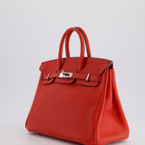 Hermès Birkin 25cm Retourne Bag in Geranium Togo Leather with Palladium Hardware