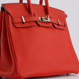 Hermès Birkin 25cm Retourne Bag in Geranium Togo Leather with Palladium Hardware