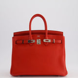 Hermès Birkin 25cm Retourne Bag in Geranium Togo Leather with Palladium Hardware