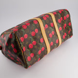 Louis Vuitton x Murakami Vintage Cherry Brown Monogram Keepall 45 with Gold Hardware