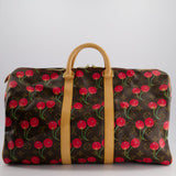 Louis Vuitton x Murakami Vintage Cherry Brown Monogram Keepall 45 with Gold Hardware